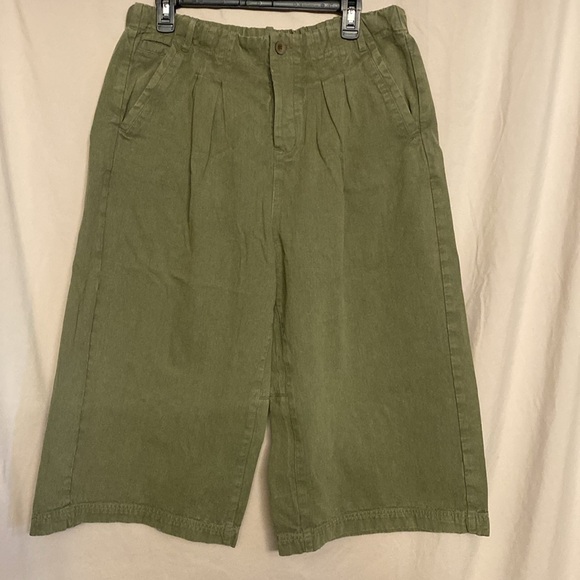 Free People High Waisted Gaucho Pants, Size 10 Color Army Green - Picture 4 of 12
